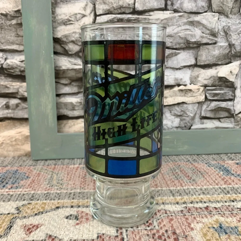 6 Anchor Hocking Beer Glasses Pabst BlackLabel Miller Schaefer Falstaff Schlitz